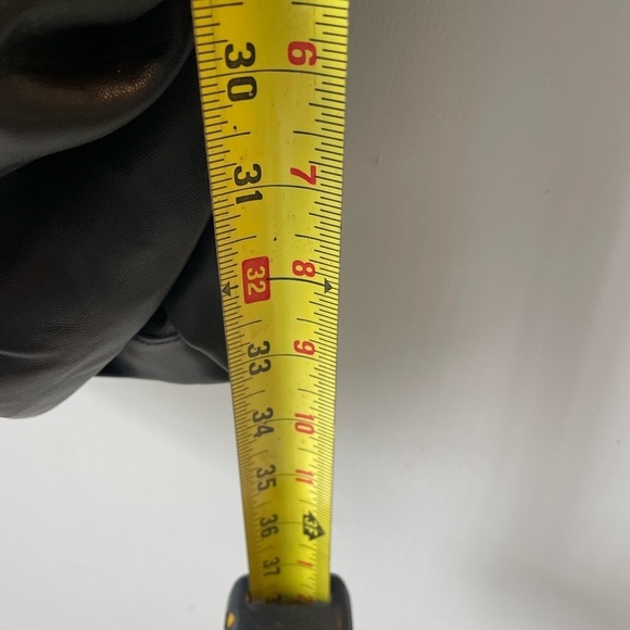 Zara, women’s Medium, black ruched cap sleeve vegan leather mini dress - Picture 5 of 6